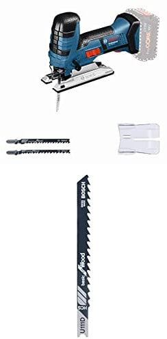 Bosch Professional GST 18 V-LI S (Stabversion, Schnitttiefe in Holz/Alu/Metall: 120/20/8 mm, ohne Akkus und Ladegerät, im Karton) + Stichsägeblatt 3 Stichsägeblätter U 111 D