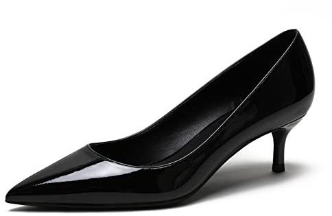 Tacones de Gatito para Mujer Charol Zapatos de tacón para Mujer Zapatos de graduación sin Cordones para Las Vacaciones de la Fiesta de Bodas Negro 36 EU