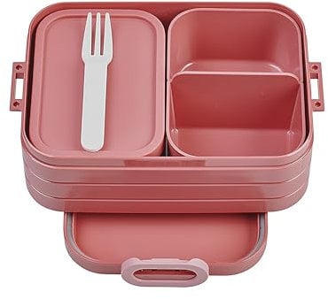 Mepal Bento Brotdose Midi Take A Break - Brotdose mit Bento Box - Für 2 Sandwiches oder 4 Brotscheiben - Lunchbox für kleine Snacks & Reste - Brotdose Erwachsene Essenbox mit Fächern - Vivid mauve