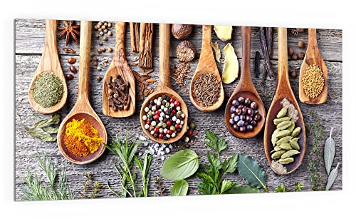 DEQORI Küchenrückwand Glas | Motiv Dekorierte Kochlöffel | 100x50 cm | Bad- oder Herd-Rückwand | Herdblende Spritzschutz für Küche & Badezimmer | moderne Deko für Fliesenspiegel