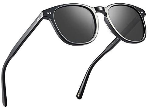 CARFIA Vintage Polarisierte Sonnenbrille für Herren UV-Schutz Fahrerbrillen mit Rechteckigen Acetatrahmen