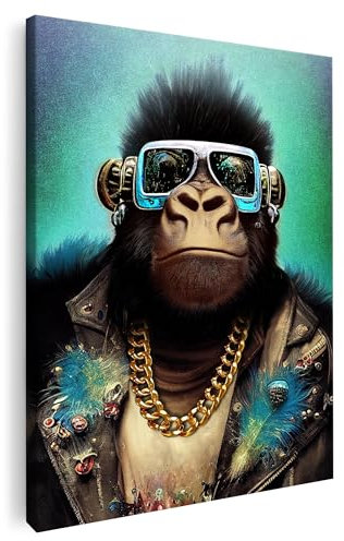 Artmazing | Gorillabild gross hochformat | Bilder Affen modern | S-Art Bilder | Gorillabilder Modern | Leinwandbilder Wohnzimmer modern | Wandbild Affe Deko XXL | Bilder Leinwand Modern | Affen Bilder