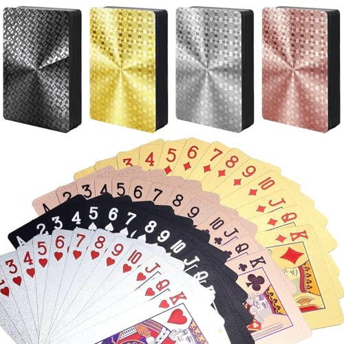 Kweiugfi 4 Deck Spielkarten,Pokerkarten,Wasserfeste Spielkarten,Spielkarten Plastik,Professionelle Poker Karten Für Alle Arten Von Kartenspielen,Geschenkpartys,Familienfeiern