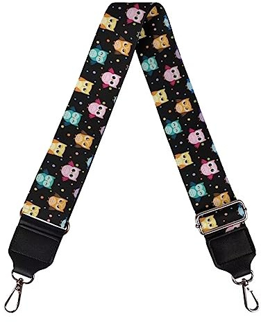 Jeiento Breiter Schultergurt Farbe Cartoon Eulen Ersatz Handtasche Gurt Verstellbare Geldbörse Crossbody Gurt mit Karabiner Silber