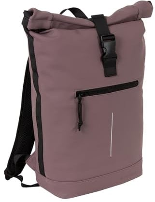 New Rebels Unisex Wasserabweisender Rolltop-Rucksack 21l Rolltop-Backpack mit 15,6-Zoll-Laptopfach Reiserucksack mit Klickverschluss – Rucksack mit Vordertasche flexible Aufbewahrung dunkles Violett