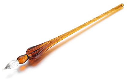 Vintage Glas Dip Dip Pen Fülltinte Signature Kalligraphie Füllfederhalter, handgefertigte Fülltinte Signature Kalligraphie (Kaffee)