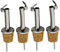 Pack of 4 Stainless Steel & Cork Olive Oil Pourer & Drizzler with Hinged Flip Top Cap Ideal for Wine, Liquor, Coffee, Syrup & Vinegar Dispenser/Bottles