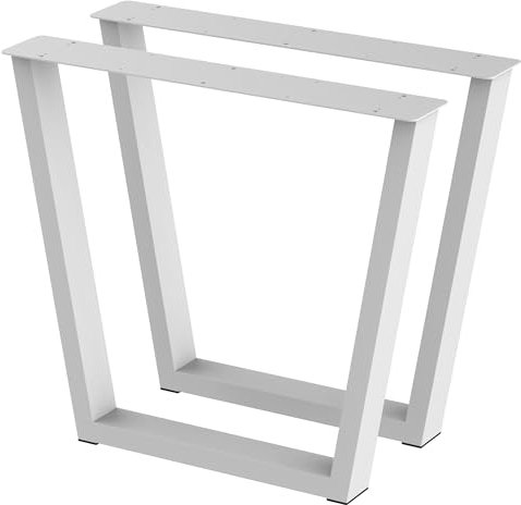 BK Styl 2 Stück Tischbeine aus Metall V2-Form | Tischgestell aus 80x40mm Profilen | Tischkufen Tischfüße Möbelbeine für Schreibtische & Esstische I Stahl Pulverbeschichtet I DIY (815x720mm White)