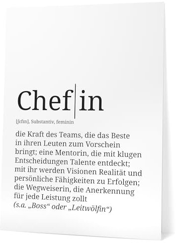 Papierschmiede® Definition: Chefin, DIN A1 (59x84 cm), XXL Bild Geschenke für Kollegen, Poster für Büro Deko Geschenke für Mitarbeiter zu Beförderung, Jubiläum, Abschied oder Weihnachten, ohne Rahmen