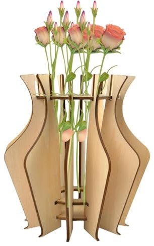 Eventerde 3D Vase Puzzles for Adults, 3D Puzzle for Adults, Wooden Puzzle Vase Rustic Wedding Decorations for Tulips Roses Bouquet