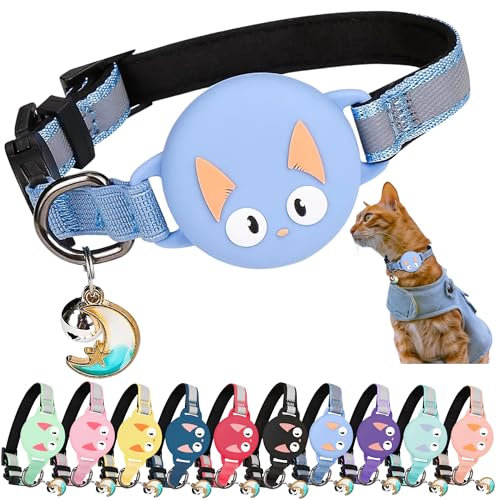 Kittytag Katzenhalsband mit Zubehör, kompatibel mit Apple Airtag, reflektierend und Leuchtend, GPS, Katze mit Anti-Drosselung, verstellbar, GPS Airtag Nicht im Lieferumfang enthalten