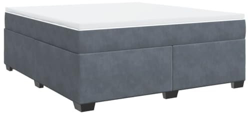 vidaXL Boxspringbett, Polsterbett Bett mit Matratze, Bettgestell mit Lattenrost, Doppelbett für Schlafzimmer, Dunkelgrau 180x200cm Samt