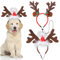 QKURT Haustier Stirnband Weihnachten, Rentier Geweih Stirnband mit Weihnachtsmütze, Hund Katzen Elch Geweih Stirnbänder Set, Verstellbare Kopfschmuck mit Weihnachtsmütze für Kleine und Mittelgroße
