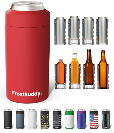 Frost Buddy Universal Beer Cooler Can Cooler - Fits all - Stainless Steel Can Cooler for 12 oz & 16 oz Regular or Slim Cans & Bottles