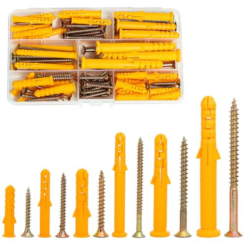 Lot de 110 chevilles murales et vis M6/M8/M10 avec vis avec boîte d'assortiment pour cloisons sèches, béton, brique, plaque de plâtre