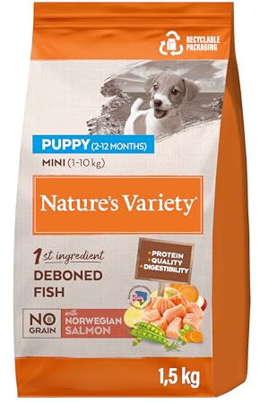 Nature's Variety No Grain Mini Junior Hundefutter mit Lachs ohne Dornen - 1,5 kg