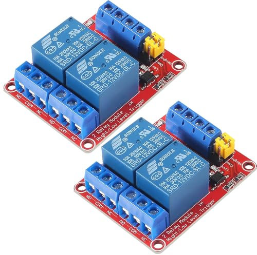 Gebildet 2 Piezas DC 12V 2 Canales Módulo de relé Placa de Protección con Aislamiento de Optoacoplador Soporte bajo Compatible con Placa de Desarrollo Disparador