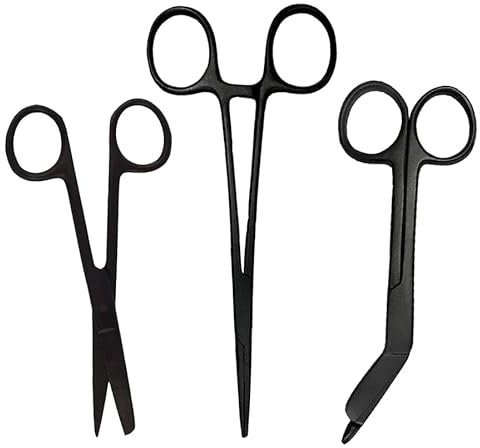 Set de ciseaux d'infirmière Matt black - Ciseaux à bandages - Accessoires infirmiers - Ciseaux de premiers secours - Ciseaux médicaux - Kocher - Cadeau pour infirmière