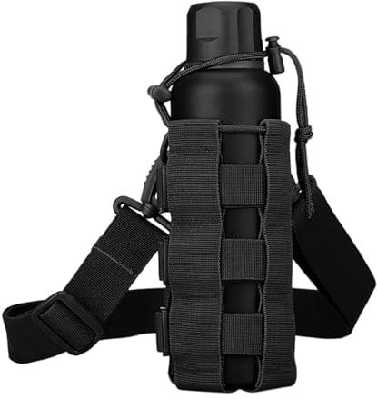 Lvjkes Porte Gourde Sac à Dos, Réglable Sac Gourde, Nylon avec Cordon de Serrage, Convient pour Le Camping, Les Voyages, la randonnée (Noir)