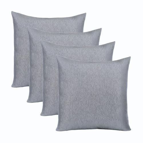 INSPINOVIA Outdoor Kissen mit Füllung | Wasserabweisende Deko Kissen | 2er, 4er & 6er Sets | Gartenkissen | Lounge Kissen | 45 x 45 cm (Grau, 4er Set)