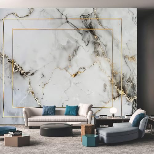 Abstract Marbling Marble Mural Wallpaper, Grey White Wallpaper for Bedroom, Living Room, TV Backdrop, Office, Hotel Wall Background Decoration Non-Woven Wall Paper 250 x 175 cm (WxH)