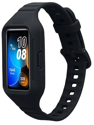 kwmobile Sportarmband kompatibel mit Huawei Band 9 / Band 8 7 6 Pro/Honor Band 7 6 - Armband TPU Silikon für Fitnesstracker - mit Schutz Bumper Schwarz