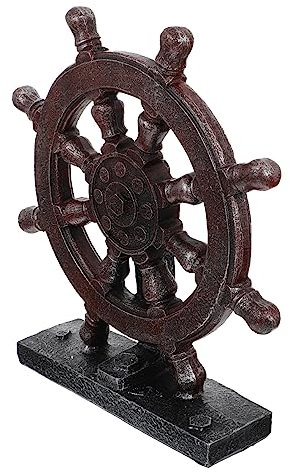 GLEAVI Resin Steering Wheel Decor Mediterrane Vintage Rudder Deko Für Tisch Wand Wohnaccessoire Aus Hochwertigem Harz Als Nautische Dekoration