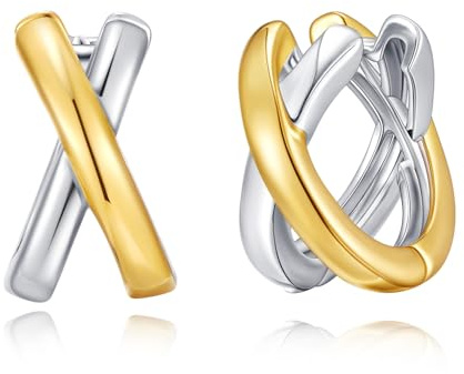 TOVABA Damen Ohrringe Gold Silber Zweifarbig – Elegante Creolen, Hautfreundlich & Farbtreu, Stilvolle Geschenkidee für Frauen