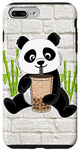 Kawaii Panda Pandabär mit Bubble Tea und Bamboo Japan Panda Hülle für iPhone 7 Plus/8 Plus