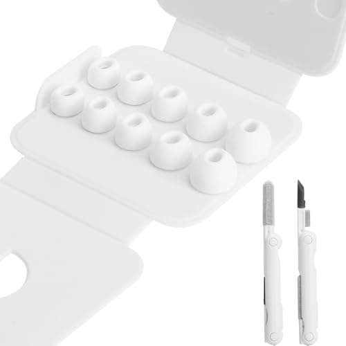 10 Stück für Airpods Pro silikontips für AirPods Pro 3 (2025) mit Reinigungsstift – Anti-Rutsch Aufsätze Set in XXS/XS/S/M/L – Hautfreundliche Ohrstöpsel mit Staubschutz Mesh und Aufbewahrungsbox
