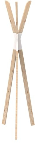 Box and beyond - Garderobenständer – 56 x 49 x 170 cm – Holz Natur und Weiß – auf Füßen – 3 Haken – Tipi-Form – Kleidung, Mäntel – Eingang, Schlafzimmer, Büro, Badezimmer – skandinavischer Stil