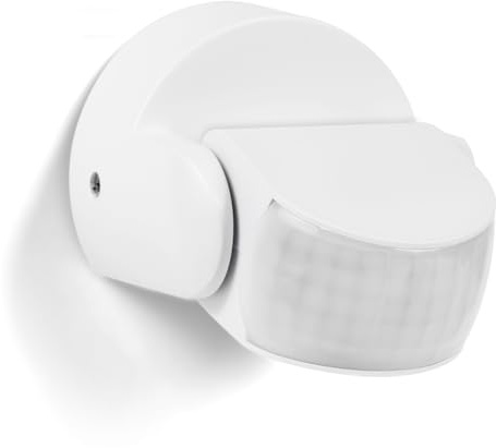 AXFEE Bewegungsmelder, Bewegungsmelder Aussen IP65, Infrarot Sensor (Weiß) | 12m/180°, 3m/360° Reichweite, Dauer&Helligkeit Einstellbar, Schwenkbar Bewegungssensor für Geschäft Garage Aussenbereich