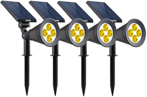 Lumisky 4 Stück Solar-Spots, 2-in-1, zum Stecken oder Befestigen, leistungsstarke Beleuchtung, dimmbar, LED, weiß, SpIKY WARM, Höhe 42 cm