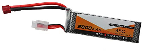 Batterie Lipo 2800 mAh, Batterie Lipo RC 11,1 V 45C 3S Li avec Prise Rouge de Type T pour Voiture, Avion, Drone, hélicoptère, quadrirotor