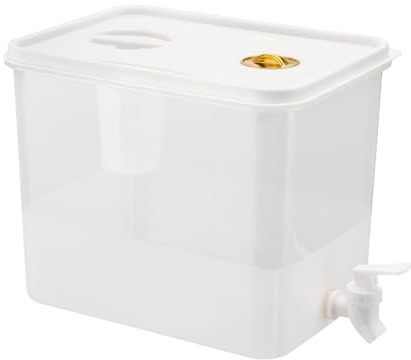 Distributore Bevande Fredde con Rubinetto, Contenitore Acqua per Frigorifero, in Vetro e Acciaio Inox, 1 Pezzo- 10 Litri