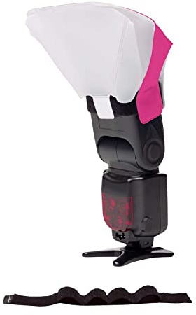 LumiQuest Ultrasoft Frosted Light Diffuser, Compact Light Modifier with UltraStrap Bundle, Universal Classic Design for External Camera Flashes, Neon Pink