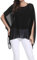 OUKIN Women's Loose Batwing Dolman Sleeve Sheer Chiffon Blouse Shirt Pullover Tunic Tops (Black-A)