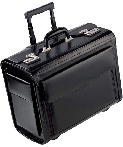 Pilotenkoffer Leder Aktenkoffer Trolley Schwarz 46 cm Dermata Bowatex