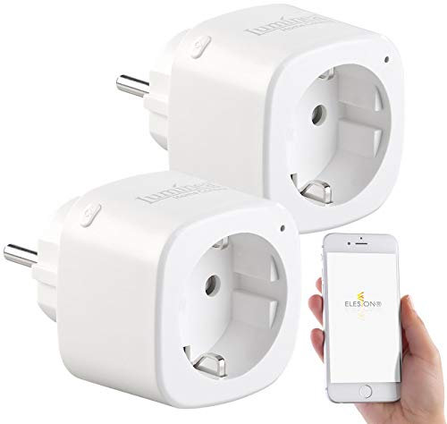 Luminea Home Control WLAN Steckdose Elesion: 2er-Set WLAN-Steckdosen, Amazon Alexa & Google Assistant komp., 16 A (Smarte Steckdosen, Schaltsteckdose, Steckdosenleiste)