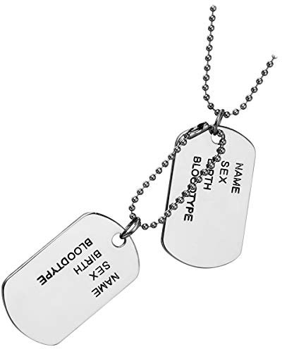 Cupimatch Collar con Colgante Ejército Double Dog Acero Inoxidable Hombre Cadena: 70cm