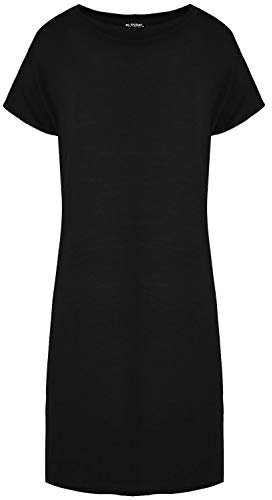 Fashion Star Women Cap Sleeve Baggy Tunic T Shirt Mini Dress Baggy Black Plus Size (UK 20/22)