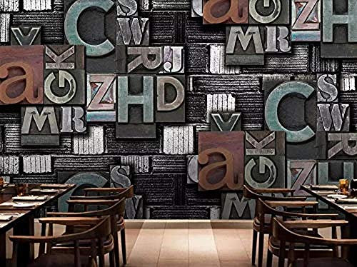 Tapete 3D Buchstaben Metall Industrial Style Tapete Vlies Wanddekoration fototapete 3d effekt tapete tapeten wald vintage wandbild wandbilder kinderzimmer-400cm×280cm