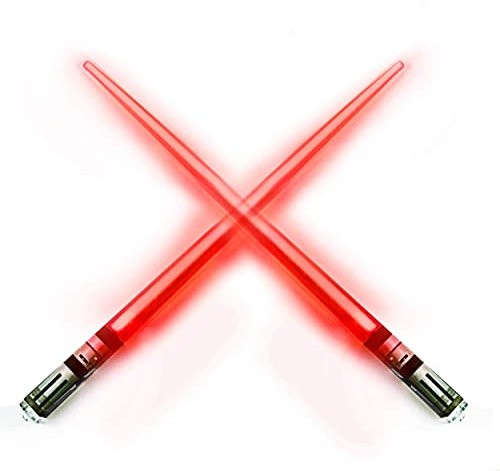 LIGHTSABER CHOPSTICKS LIGHT UP STAR WARS LED Glowing Light Saber Chop Sticks REUSABLE Sushi Lightup Sabers -Removable Handle Dishwasher Safe -Premium GIFT BOX and CARRY POUCH Included - Red - 1 Pair