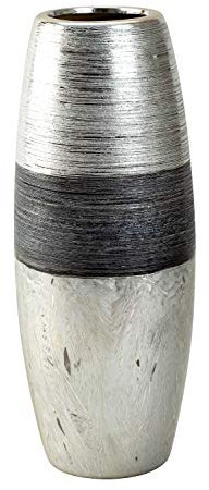 Lifestyle & More Moderne Dekovase Blumenvase Tischvase Vase aus Keramik Silber/anthrazit Höhe 30 cm