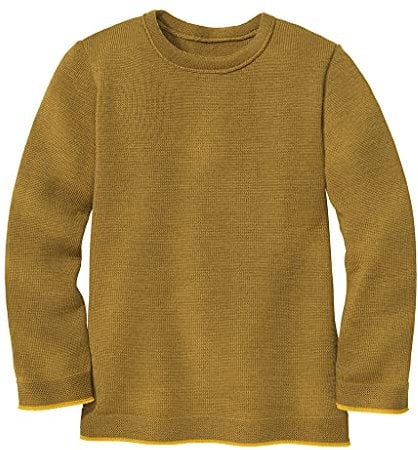 Disana Strick-Pullover, 100% Bio-Merinowolle GOTS, IVN Best | Zeitloses Design | Kleinkind, Kind, Unisex | Made in Germany| Gold Gr. 86-92