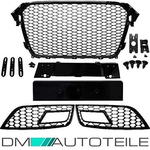 DM Autoteile Kühlergrill Wabengrill + Grill Stoßstange Schwarz passend für A4 B8 11-15