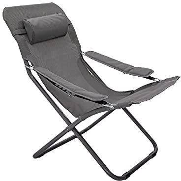 HOMECALL Camping-Klappstuhl mit 2 x 1 Textilene und verstellbarer Rückenlehne - Grau