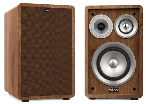 Wiibo Vintage 6 Nogal Altavoces Estantería 3 Vías 100W Pareja