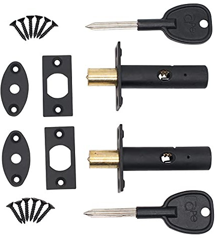 Door Mortice Rack Bolts | Matt Black | Pack of 2 + 2 Star Keys