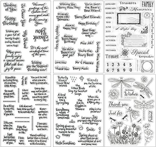 6pcs Silikonstempel Deutsche Texte Set, Transparent Geburtstag Stempel, Scrapbooking Kinder Stempelset